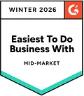 G2 Easiest To Do Business With Mid-Market Winter 2026 G2 Easiest To Do Business With Mid-Market Winter 2026